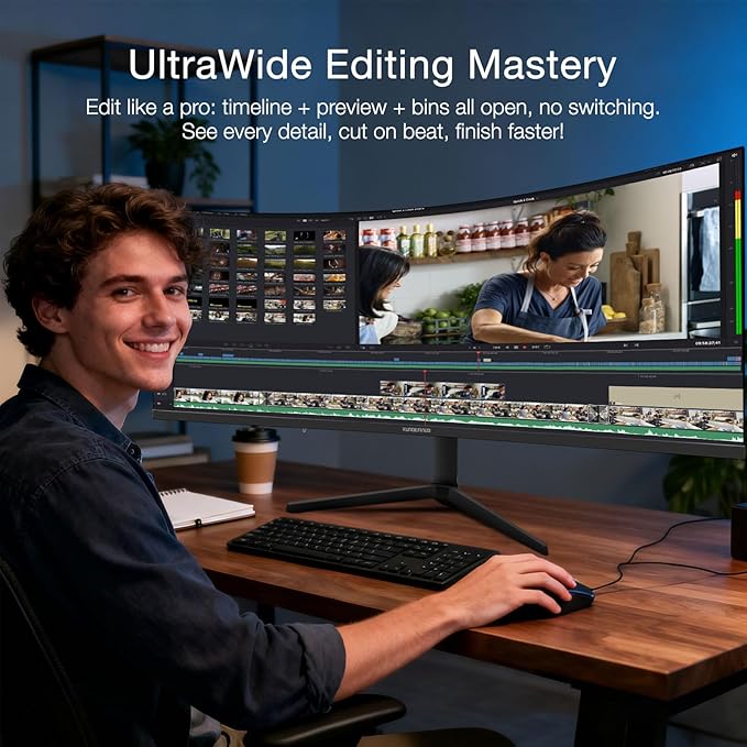49 inch Curved Ultrawide Monitor with Remote 120Hz WDQHD(5120 x 1440p) 5K Gaming Monitor R1500 HDR 3000:1 Contrast sRGB 125% USB-C FreeSync PIP/PBP Built-in Speaker HDMI 2.1 &amp DP 1.4