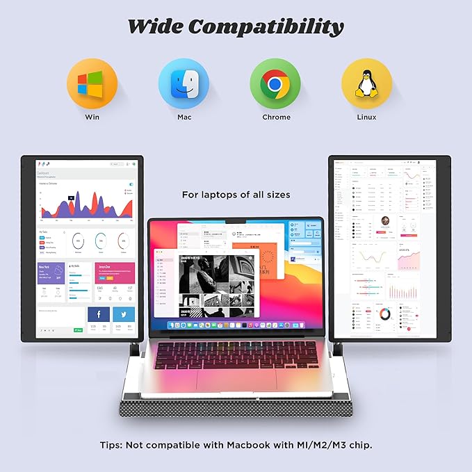 Laptop Screen Extender 14 Inch Portable Monitor FHD 1080P 360° Rotatable with Metal Stand Plug &amp Play via USB-C/HDMI for Windows/Mac/Android/PS5