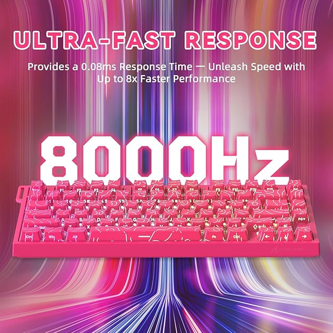 ATTACK SHARK R82HE Rapid Trigger Wired Mechanical Gaming Keyboard TKL NKRO RGB with 8K Polling0.005mm Accuracy256K Scan Rate5 Layer Sound DampedHall Effect Magnetic Switch for PC Mac(Rose Contour)