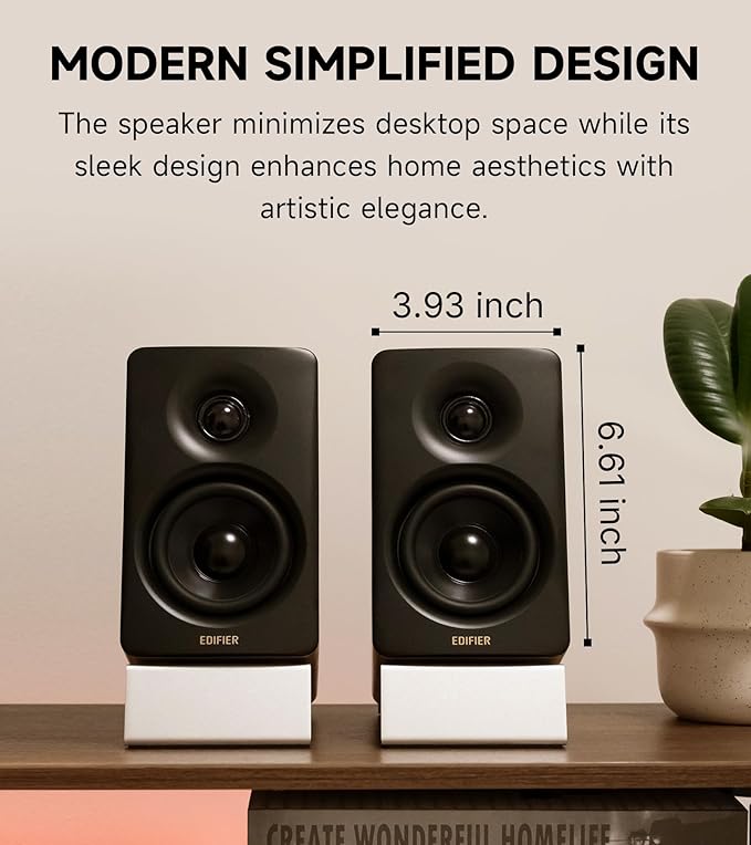 Edifier M60 Multimedia Speaker Bluetooth 5.3 66W RMS Hi-Res Audio &amp Hi-Res Wireless Audio LDAC3 Mid Bass &amp 1 Tweeter USB-C &amp Aux Inputs Compact Desktop Speaker – Classic Oak