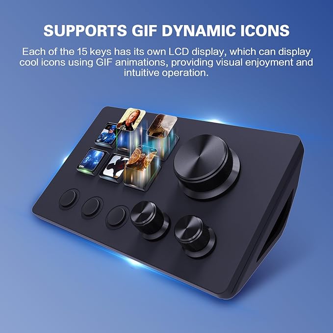 ActionRing Streaming Macro Keypad Stream Controller Deck Gaming Shortcut Keyboard with Customizable 6 LCD Shortcut Keys 3 Buttons and 3 Knobs Trigger Actions in OBS/Twitch/YouTube Windows 10/Mac