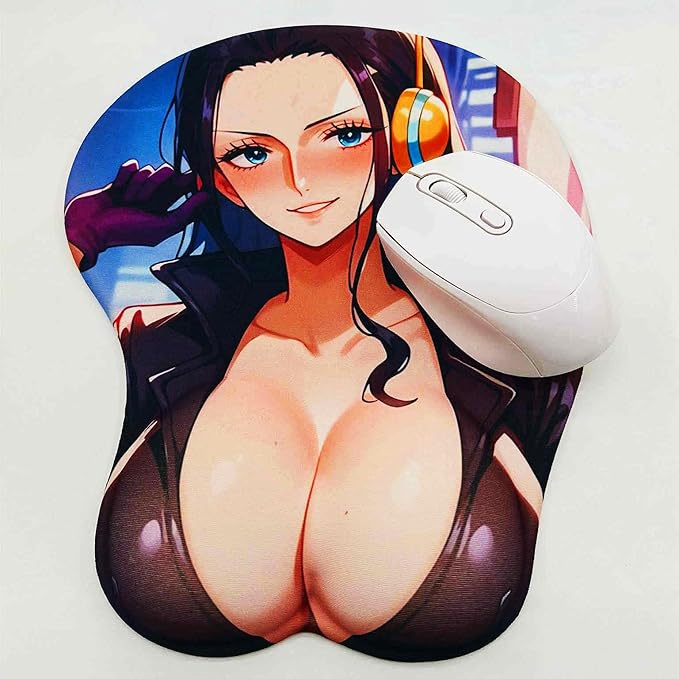 3D Mouse Pad Oppai Mousepad with Soft Gel Wrist Rest Anime Manga Gaming Boob pad Anti-Slip Mouse Mat （Robi 4）