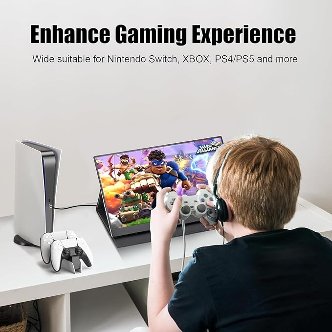 16 2.5K 144Hz Portable Gaming Monitor 16:10 HDR Eye Careful100% sRGB QHD2560x1600 Ultra-clear IPS Portable Monitor for Laptop with Built-in SpeakersExternal Second Screen for PC Phone Game Console