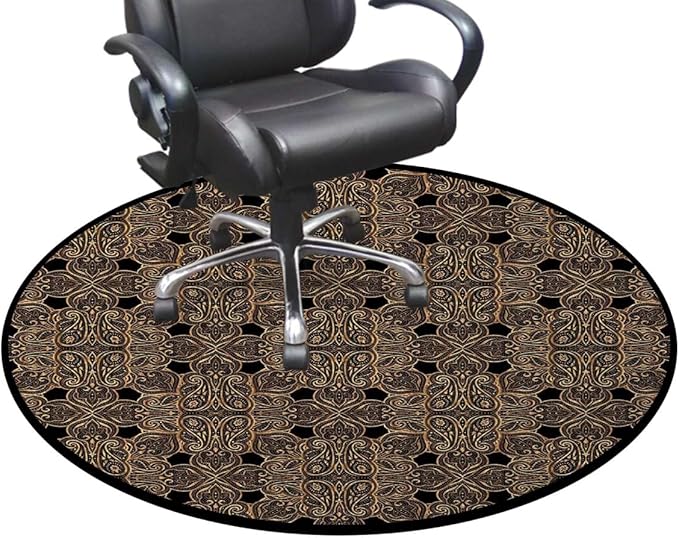 Gold Black Office Home Chair Mat Gaming Computer Rolling Chair Mats Round Chair Cushion Non-Slip Low-Pile Hardwood Floor Mats Kaleidoscopic Universe Balance Diameter 55 in