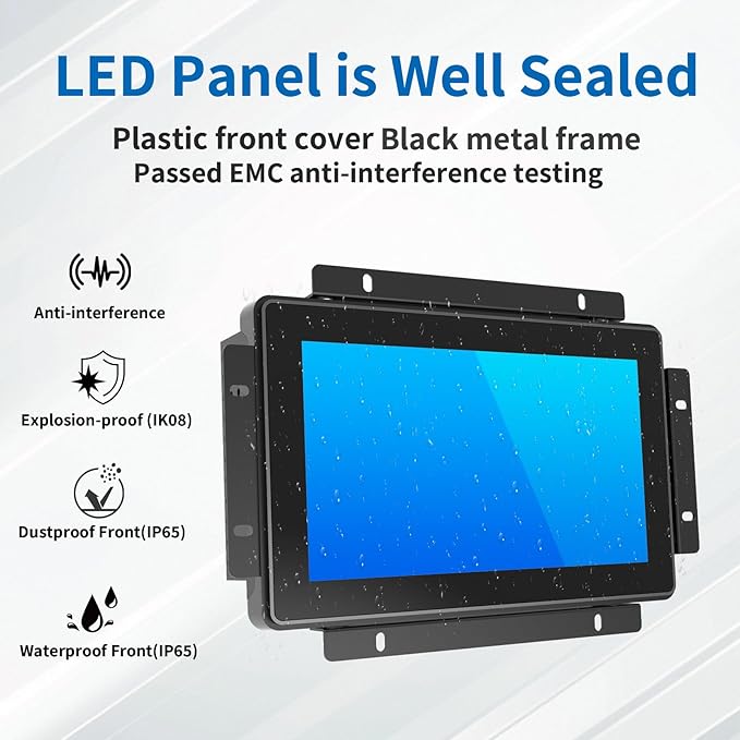 7 Inch Open Frame Touch Monitor PCAP 10-Point Touch Industrial Touchscreen Monitor with HDMI/VGA Interface Active Matrix TFT LCDLED Backlight with VESA Mount