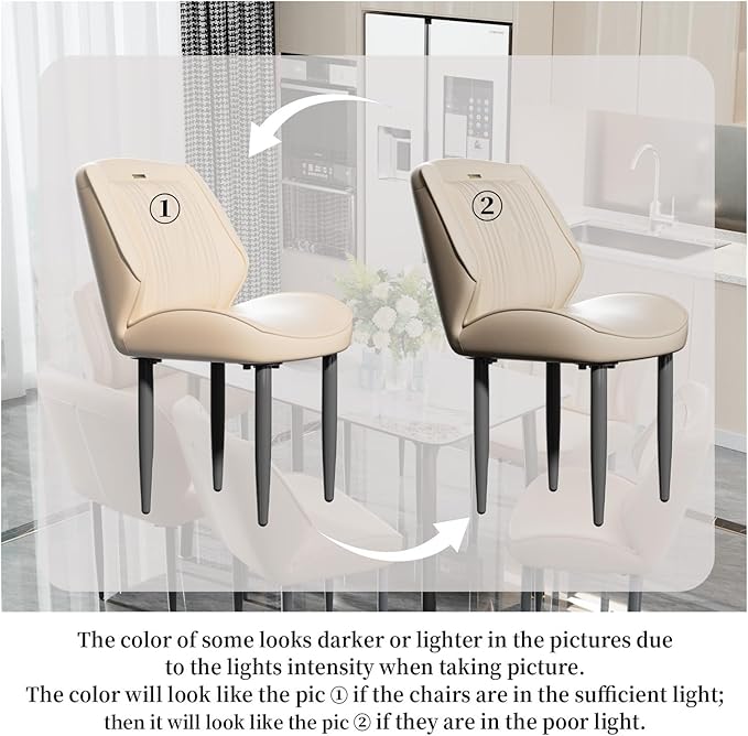 Adjustable Office Computer Chair with Armrest 1pcs No Armrests Leather Padded Seat Dining Chair for Living Room Kitchen Restaurant(Light Khaki)