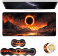 Keyboard Mouse Pad Set Extended Gaming Mouse Pad+Ergonomics Keyboard Wrist Rest Support Memory Foam Easy Typing Pain Relief 4Pcs XL Ultra Thick Desk MatFantasy Mountain