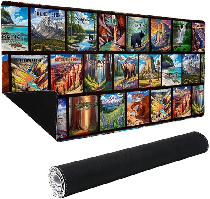 National Parks Large Gaming Mouse Pad Desk Mat with Stitched Edges Non-Slip Base for Gamer Home and Office 31.5 x 15.7