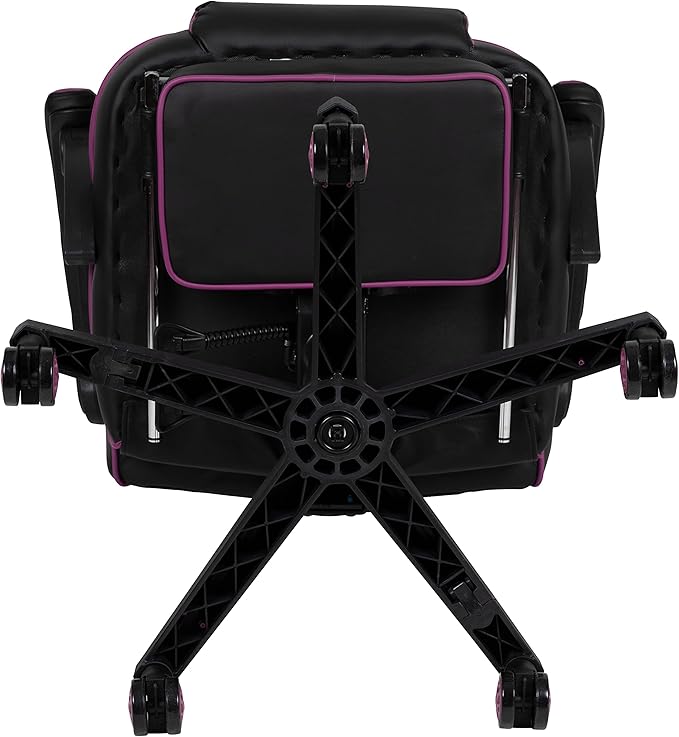 Flash Furniture X40 Gaming Chair Racing Ergonomic Computer Chair with Fully Reclining Back/Arms Slide-Out Footrest Massaging Lumbar - Black/Purple