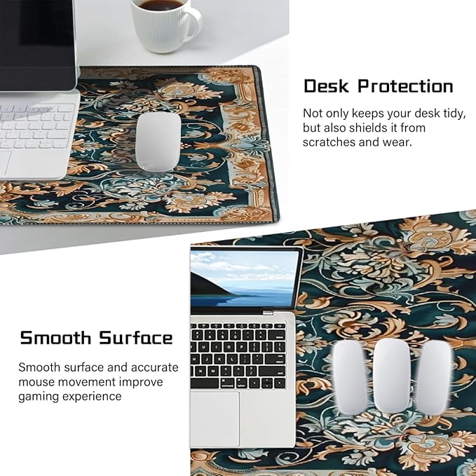 Color Flower Pattern Large Mouse Pad Gaming Mousepad Desk Mat for Desktop Computer Keyboard Waterproof Mouse Mat Desk Pad with Non-Slip Base for Game School Office Home 35.4 x 15.7