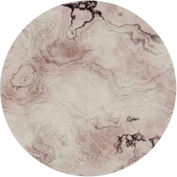 Pink Grey PU Leather Office Chair Mat for Hardwood&ampTitle Floor Marble St Pastel Toned Anti Slip Floor Protector for Home Office Marble Style Diameter 59 in