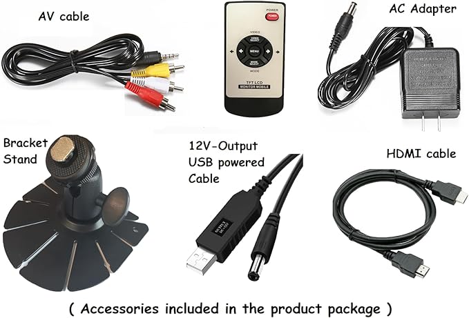 7 inch Small HDMI VGA AV RCA Monitor 1080P Second Screen for PC/Security System/Game Console IPS 1024X600 Pixels 60HZ Built in Loud Speakers &amp Earphone Jack 12V USB Power Cable for Portable Us