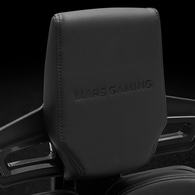 Mars Gaming MGC-Elite Ergonomic Gaming Chair Flexible Adjustable Backrest 2D Adjustable Armrests Tilting Seat PU Leather Finish Office Chair XL Wheels Class 4 Gas Lift Black