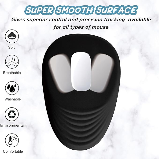 Black Ergonomic Mouse Pad Wrist Support Mouse Pad with Wrist Rest Memory Foam Massage Design &amp Non-Slip PU Base Cute MousePads for Pain Relief Desk Office Home