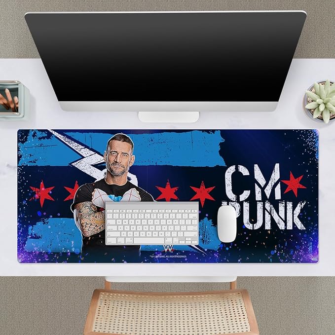Head Case Designs Officially Licensed WWE Portrait CM Punk 37.4 x 15.75 x 0.16 inches (900 x 400 mm) - XL Gaming Office Desk PC Keyboard Mouse Mat Pad