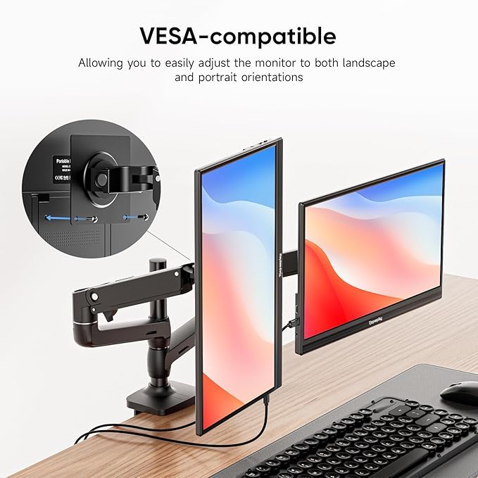 Portable Monitor 15.6'' FHD 1080P Laptop Monitors USB-C HDMI Travel Monitors for Laptop Ultra-Slim IPS HDR Display w/Speakers External Small Display for PC Phone Mac Xbox PS5/4 Switch