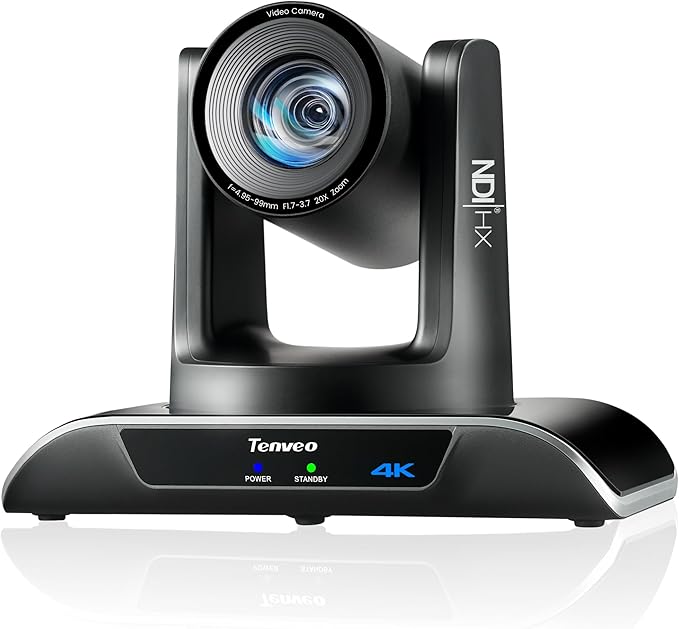 Tenveo 4K NDI PTZ Camera AI Humanoid &amp Face Auto-Tracking HDMI/LAN/USB3.0 PoE PTZ Camera 20X Optical Zoom IP Live Streaming for Church Services Worship Video Conference Live Streaming YouTube OB
