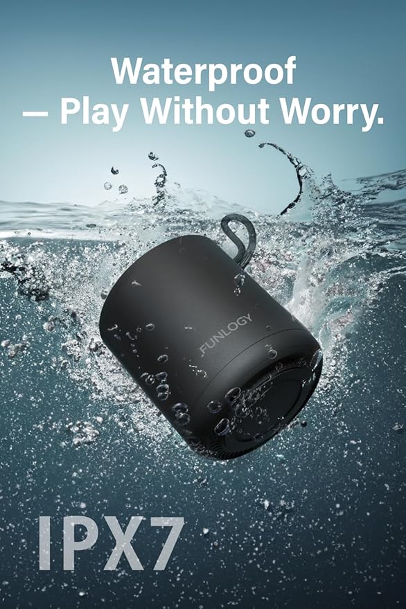 Portable Mini2 Bluetooth Speaker Wireless Portable Speaker with Deep Bass IPX7 Waterproof TWS Stereo Pairing Built-in Mic Small Speaker for Shower Outdoor Travel Black