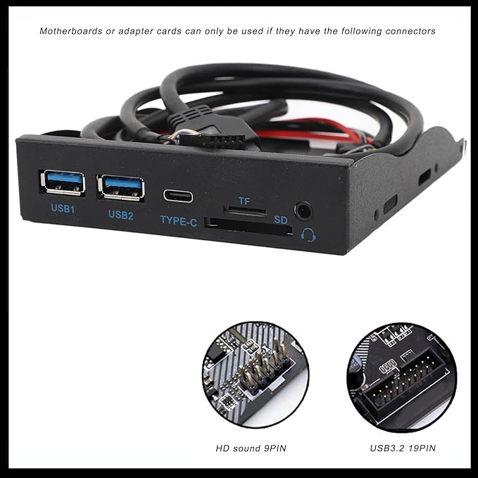 USB3.2 GEN1 Type C Floppy Drive Front Panel 6 Ports 3.5 Inch with 2 USB 3.0 USB C Audio SD TF Ports Hub for 7 8 10 11 2003 Linux