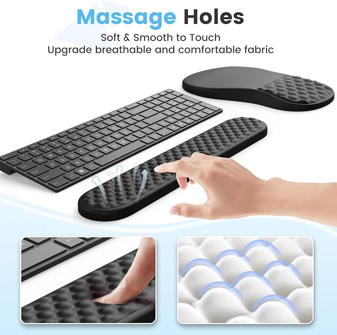 HAOCOO Ergonomic Mouse Pad with Wrist Rest Massage Support Black