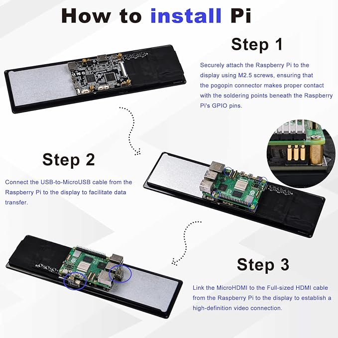 GeeekPi 11.26 inch 1920x440 HDMI LCD Capacitive Touch Screen for Raspberry Pi 5/4B/3B+/3B