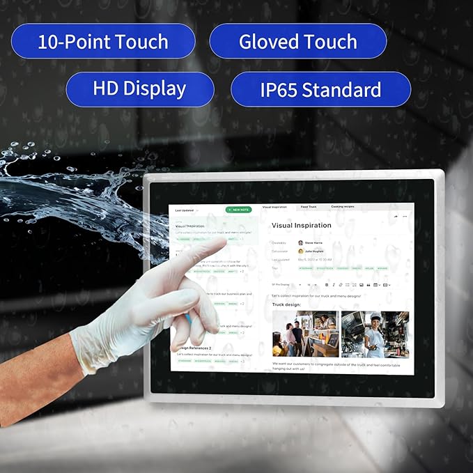 10.1 inch Android 11 Industrial Embedded Interactive Touchscreen Monitor Capacitive Multi-Touch Tablet with Front IP65 Monitor RAM 4G &amp ROM 32G WiFi &amp BT HD-MI-Out &amp USB Ports