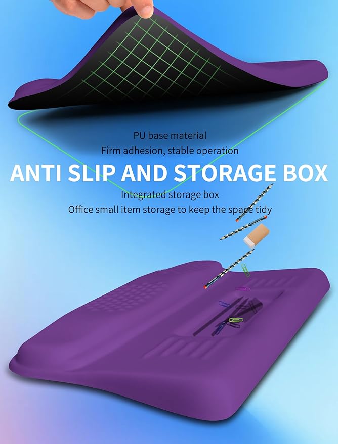 Ergonomic Wave Wrist Rest with Keyboard Stand Cushioned Palm Rest Comfortable Integrated Memory Foam for Natural Typing and Relieve Wrist Pain Rich Purple