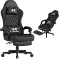 Gaming Chair with Footrest Ergonomic Computer Chair PU Breathable Material with Headrest and Lumbar Support Suitable for Silla Gamer and Adults(Black)