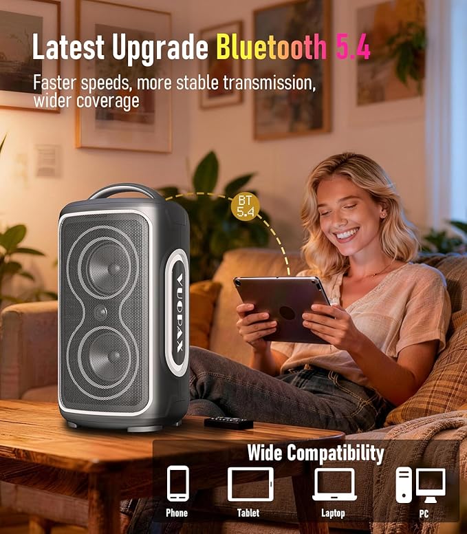 Large Bluetooth Speaker 240W Peak Power Portable Party Speakers Bluetooth Wireless 24H Playtime/Fast Charge/Bass Boost/RGB Lights/TWS/ IP65 Waterproof Outdoor Speaker for Party BeachCamping