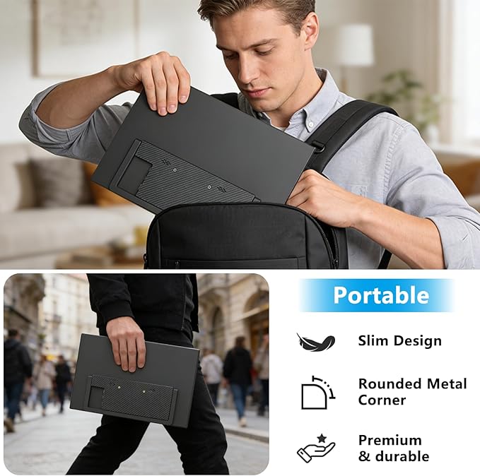 15.3-inch portable monitor with a Full HD 1200p IPS display featuring USB-C and Mini HDMI ports ideal as a second screen for laptops desktops Macs mobile phones Xbox and PS5built-in speakers