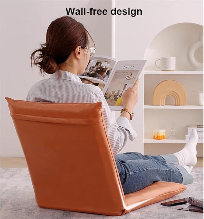 Padded Floor Chair with Adjustable Backrest Portable Floor Chair with 5 Gear Adjustable Back Support Suitable for Meditation Seminars Reading TV Watching or GamingGrayS
