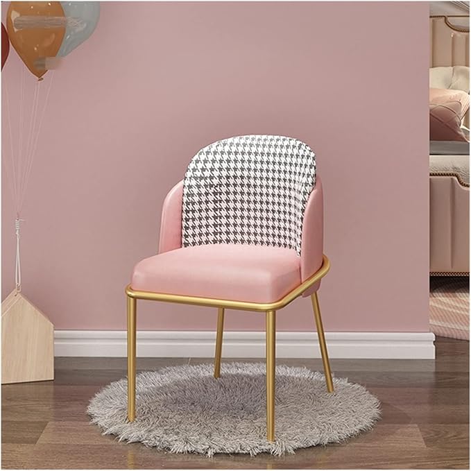 Adjustable Office Computer Chair with Armrest Dining Chairs Room Furniture Home Chair Bedroom Backrest Makeup(White-Black)