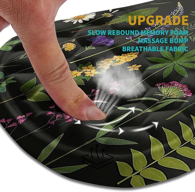 Hokafenle Ergonomic Mouse Pad Wrist Support Wrist Rest Mousepad for Carpal Tunnel Pain Relief with Integrated Memory Foam Slope Massage Bulge (11.8x7.9 inchFlowers
