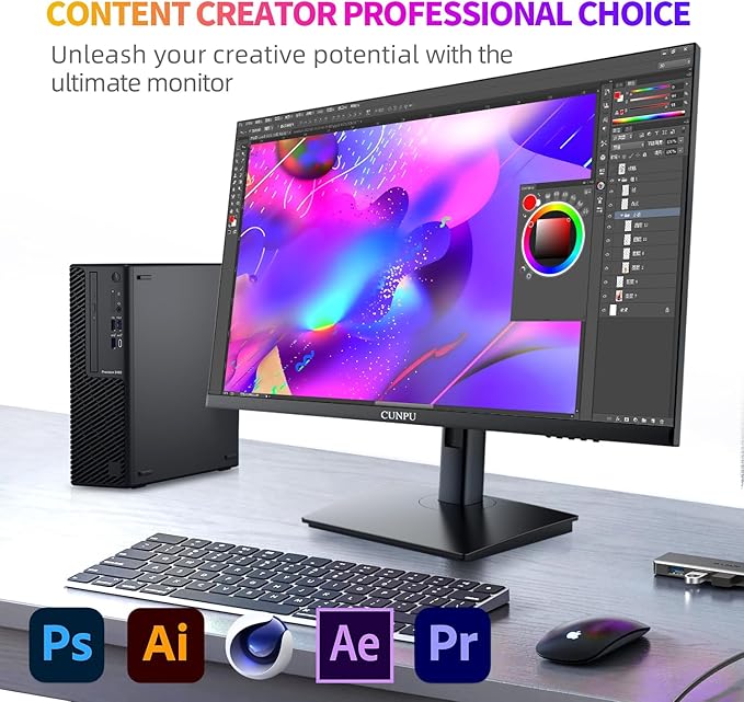 27 Inch 4K 70Hz Monitor UHD (3840 * 2160) IPS Ultra-Slim Bezel Monitor for Photo Video Editing ΔE &lt 2 100% DCI-P3 1.07B+ Colors PIP-PBP Adaptive Sync DP/HDMI Black