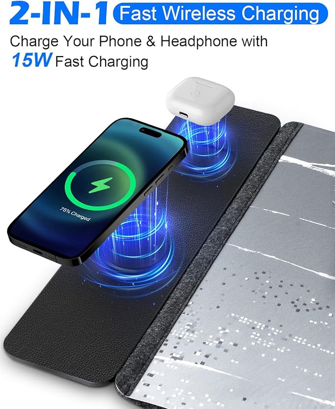 15W Wireless Charging Mousepad Waterproof Non-Slip Large Mouse Pad(68x37cm) for Office/Home/GamingCompatible with iPhone/Android/Headphones Easy to Clean Desk Mat