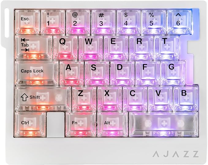MechLands AJAZZ AK029 One Handed Gaming Keyboard 8Khz Polling 29 Keys Rapid Fast Wired Keyboard SOCD &amp DKS Magnetic Switch Adjustable Actuation RGB Backlits Aluminum Plate (White Transparen