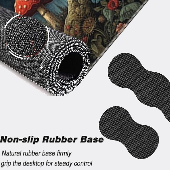 Keyboard Mouse Pad SetLarge Mouse Pad+Keyboard Wrist Rest+Wrist Support+Coaster31.5x11.8in Extended Desk Mat for Computer Laptop Office Home-Mushroom Forest