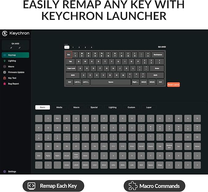 Keychron Q4 Wired Custom Mechanical Keyboard 60% Layout QMK/VIA Programmable Macro with Hot-swappable Gateron G Pro Red Switch Double Gasket Compatible with Mac Windows Linux (Navy Blue)