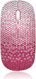 WONGS Bling Wireless Mouse Gradient Pink Crystal Rhinestone Rechargeable Wireless Silent Slim Mouse Sparkly Computer Mice with USB for LaptopNotebookPCMacBook - Gradient Pink