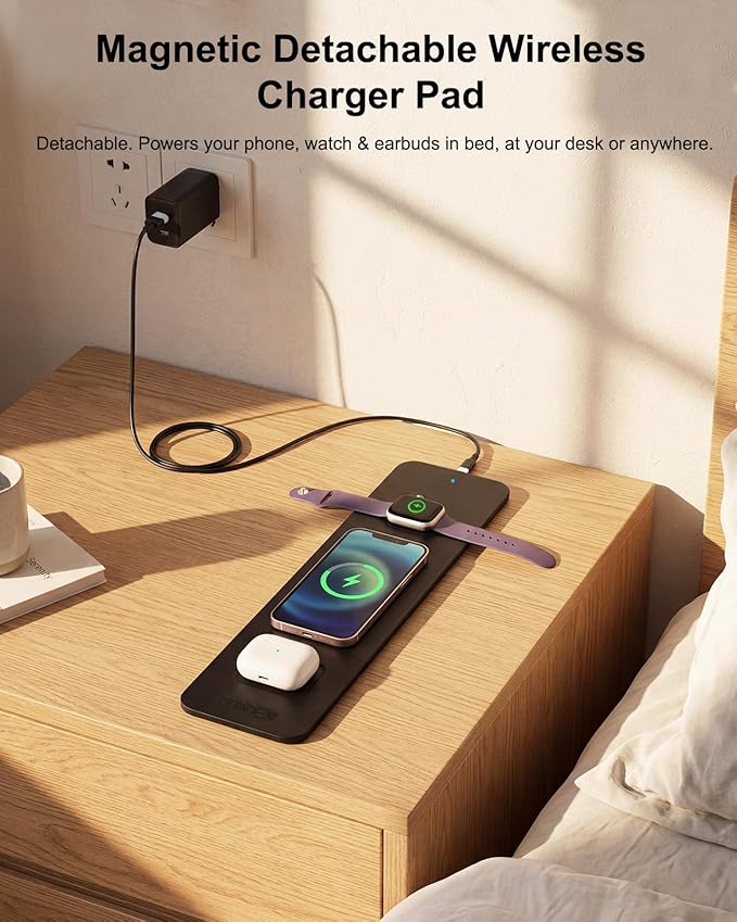 Wireless Charging Mouse Pad with 2nd Gen Tech 3-in-1 25W Fast Charger Replaceable Rubber &amp Microfiber Leather Desk Mat Large Waterproof Desk Pad for Office &amp Gaming(Leather Mat&amp Coaster