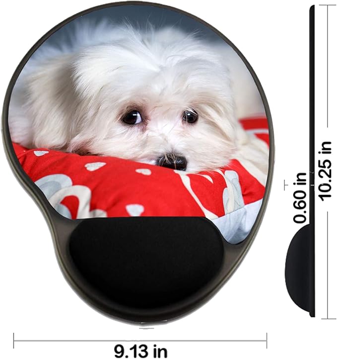 MSD Mousepad Wrist Rest Protected Mouse Pads Mat with Wrist Support IMAGE ID: 25467554 White Puppy Maltese dog