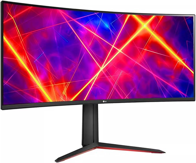 LG 34 Curved Ultragear Gaming Monitor QHD(3440x1440) 160Hz AMD FreeSync HDR10 sRGB 99% Built-in Speakers Multitasking and Content Creation DisplayPort &amp HDMI Tilt/Height Adjustable Stand
