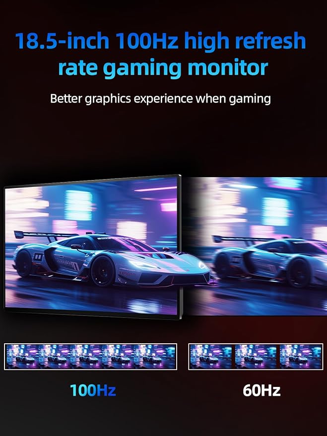 Portable Monitor 18.5'' 1080P 100Hz 100% sRGB Aluminum Alloy Shell IPS Travel Monitor with USB-C HDMI Large Portable Screen for Laptop MacBook PC PS4/5 Gaming Monitor with Kickstand