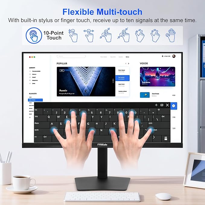 22 Inch Touchscreen Monitor IPS FHD 1080P Touch PC Display 75Hz LED Backlit Multi-Touch Monitor VESA HDMI &amp VGA &amp USB Computer Touch Screen for Gaming Business Warehouse Bar Gym