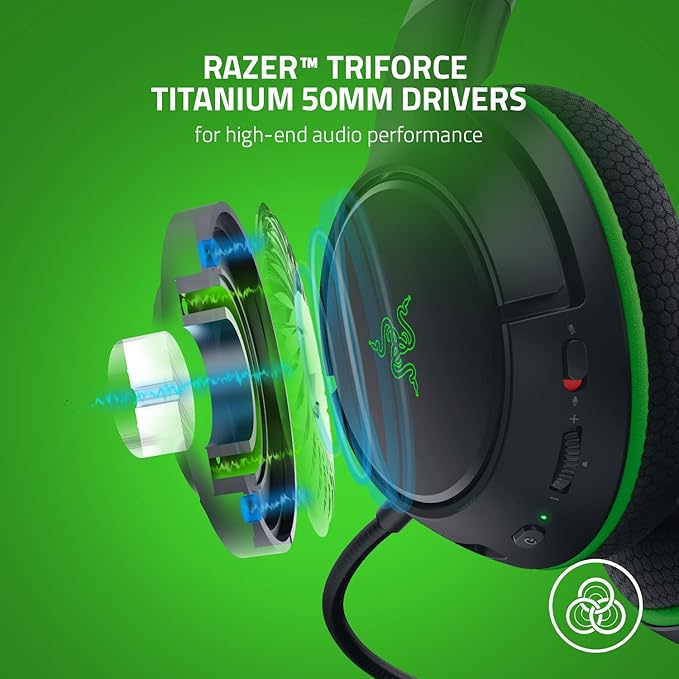 Razer Kaira Wireless Gaming Headset for Xbox Series X|S Xbox One: Triforce Titanium 50mm Drivers - Cardioid Mic - Breathable Memory Foam Ear Cushions - EQ Pairing Button - Windows Sonic - Black