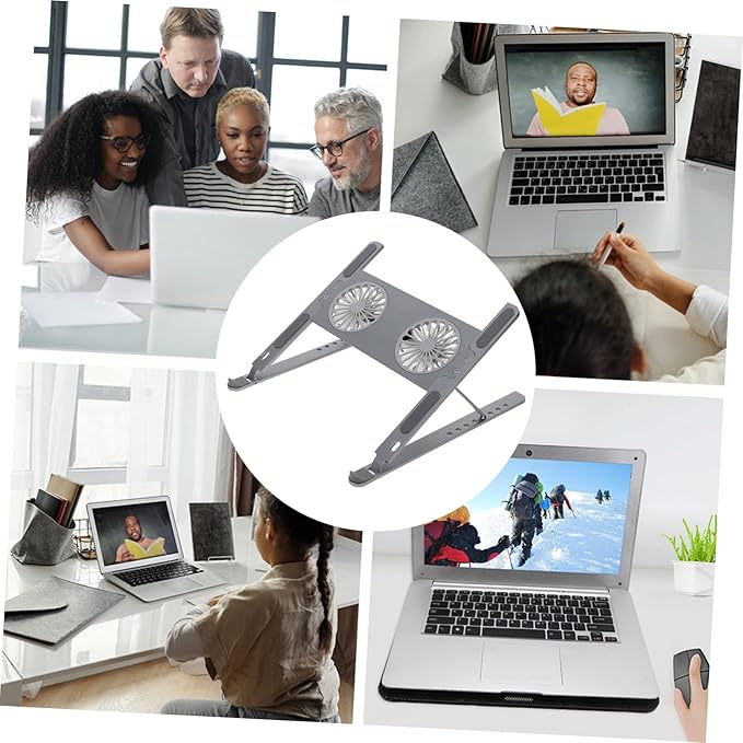 Generic Adjustable Laptop Cooling Pad LED Fan Aluminum Alloy Notebook Stand for Gamers Quiet Cooling Solution for Laptops and Tablets