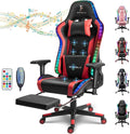 XOOFMASS Gaming Computer Chair Ergonomic Massage Office Chair Desk Chair with Speakers &amp RGB LED Lights High Back PU Leather 180° Racing Chair with Footrest Game Chair for AdultRed
