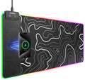 Wireless Charging RGB Gaming Mouse Pad 31.5x15.7 XXL Large Desk Mat Desk Pad for Gamer 9 Light Modes Non-Slip Rubber Base Waterproof Computer Keyboard Mat Black