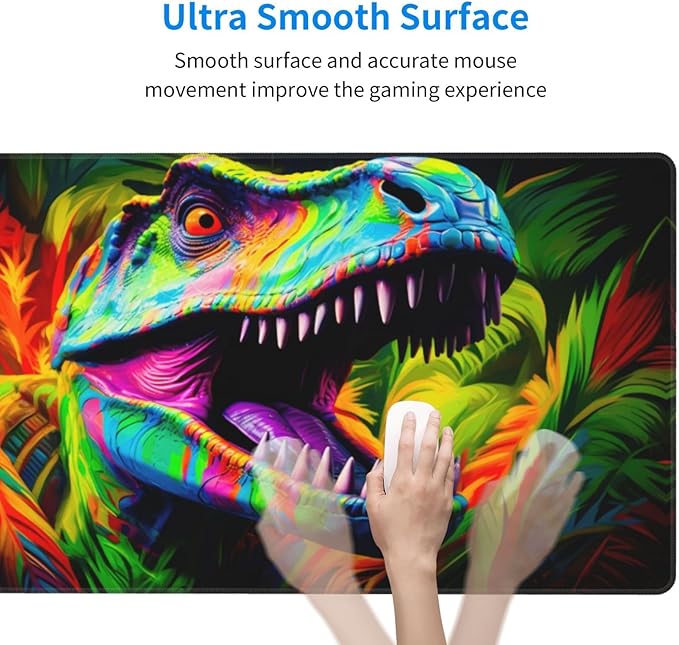 Colorful Dinosaur Mouse Pad Non Slip Large Desk Keyboard Mat Gaming Protection Pad 16X29.5 Inch