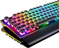 RK ROYAL KLUDGE S108 Typewriter Style Mechanical Gaming Keyboard with RGB Backlit Wired PC Game Keyboard Full Size with Detachable Wrist Rest and Number Pad Retro Round Keycaps Red Switches Black